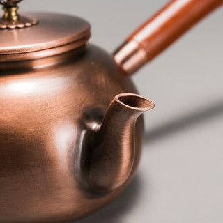 容山堂侧把铜壶手工紫铜泡茶壶烧水壶加厚煮茶壶木把煮茶器高档功夫茶具 侧把紫铜壶-禅字 600ml