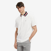 TOMMY HILFIGER 男装时尚透气珠地棉拼色翻领宽松短袖POLO衫J4773