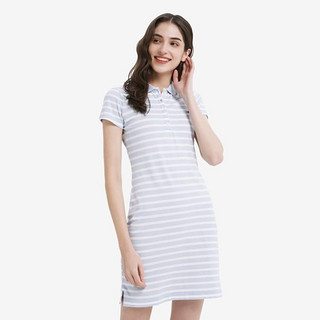 TOMMY HILFIGER 女简约小绣标条纹弹力修身显瘦POLO连衣裙27856