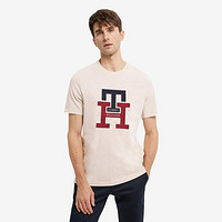 TOMMY HILFIGER 魔力方男纯棉时尚字母刺绣透气圆领短袖T恤28230