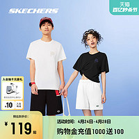 SKECHERS 斯凯奇 白色短袖短裤男女同款2024年新品情侣运动速干T恤