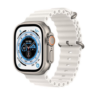 Apple 苹果 Watch Ultra 智能手表 49mm GPS+蜂窝网络款 钛金属原色表壳 白色海洋表带（GPS、血氧、ECG）