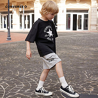 匡威(Converse)儿童套装男童T恤短袖短裤2024夏季薄款女童夏装中大童运动2件套 正黑色 110/56