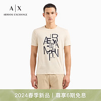 阿玛尼ARMANI EXCHANGE24春季AX男装短袖解构徽标印花T恤 S 1792杏色