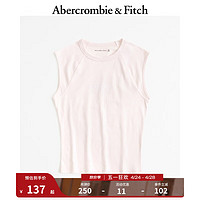 ABERCROMBIE & FITCH女装 24春夏Logo款纯色百搭背心领T恤 358702-1 浅粉色 XXS (160/80A)