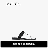 MO&Co.2024夏金属扣饰铆钉时髦人字拖凉鞋凉拖MBD2SHS001 黑色 35