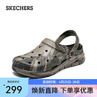 斯凯奇（Skechers）男士轻质休闲洞洞鞋泡泡鞋夏季户外透气沙滩鞋凉拖243162 巧克力色/仿金色/CAMO 39.5