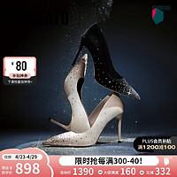 STACCATO 思加图 2024春季流光仙女鞋星空鞋高跟鞋婚鞋女单鞋ET708AQ4 夜空黑 39