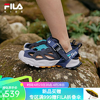 FILA 斐乐 儿童童鞋魔术贴2024夏中大童男女童萤火虫凉鞋涉水鞋 传奇蓝/沉稳蓝-NA 40码 内长25.0cm