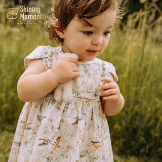 Shining Moment婴儿衣服0-1岁女宝宝裙子夏季短袖棉柔可爱印花连衣裙花苞裤套装 粉墨水染-花苞袖连衣裙 66