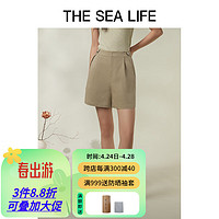 THE SEA LIFE欧海一生 茶色西装裤24春夏高腰通勤短裤D11325 茶色 S