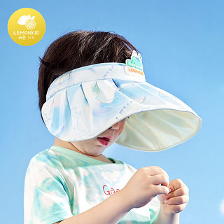 柠檬宝宝 儿童防晒贝壳帽防紫外线遮阳空顶男女童 罗比亚蓝恐龙 50-54cm