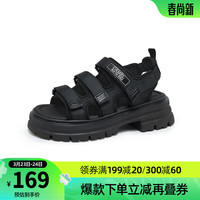 骆驼(CAMEL)女鞋ins潮沙滩运动凉鞋女时尚休闲凉鞋女 L23M525048黑色 37