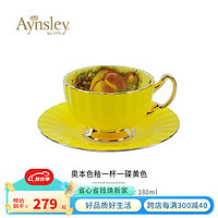 Aynsley 安斯丽色釉黄金果园英式下午茶具轻奢骨瓷咖啡杯花杯碟瓷器 色釉奥本一杯一碟黄色