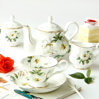 品来运 欧式茶具咖啡杯碟套装骨瓷咖啡具家用下午茶具英式陶瓷红茶杯 D：茶花 下午茶精简版
