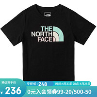 THE NORTH FACE北面童装男女童纯棉短袖T恤户外透气24春夏88ME JK3/黑色 薄款 160cm XL（160/76）