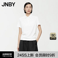 JNBY江南布衣24夏polo衫T恤女短袖极简直筒休闲通勤5X4110030 101/漂白 L