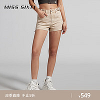 MISS SIXTY2024夏季牛仔短裤女复古磨边卡其镂空性感百搭休闲 卡其 30