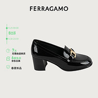 菲拉格慕（Ferragamo）女士黑色Gancini高跟乐福鞋 0769316_1D _ 65/37 