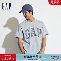 Gap男女装2024夏季拼接字母logo短袖T恤简约百搭上衣466766 灰色 185/104A(XXL) 亚洲尺码