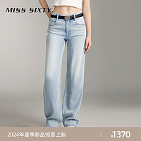 MISS SIXTY2024夏季牛仔裤女含天丝复古磨白直筒裤休闲风百搭 浅蓝 26