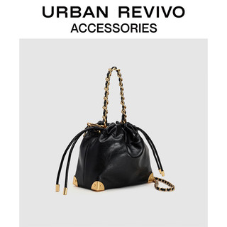 URBAN REVIVO 女士法式链条手提斜挎包 UAWB40249 黑色