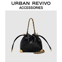 URBAN REVIVO 女士法式链条手提斜挎包 UAWB40249 黑色