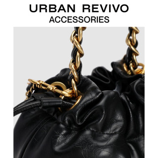 URBAN REVIVO 女士法式链条手提斜挎包 UAWB40249 黑色