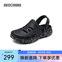 斯凯奇（Skechers）夏季洞洞鞋男透气沙滩鞋户外溯溪涉水凉鞋舒适软底拖鞋2431 黑色/灰色/BKGY 41.5