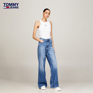 TOMMY JEANS  24春季女装美式街头刺绣螺纹针织修身内搭背心17838 白色YBR XS