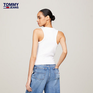 TOMMY JEANS  24春季女装美式街头刺绣螺纹针织修身内搭背心17838 白色YBR XS