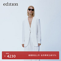 edition【P系列】2024夏深V领亚麻女绅士西装外套廓形西服 本白色 S/160