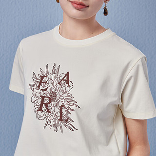 艾莱依（ERAL）防晒T恤女2024夏季新中式印花T恤简约百搭设计感防紫外线短袖 龙井 155/80A