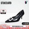 STACCATO 思加图 春季午夜缪斯优雅高鞋奶油鞋单鞋女ET106AQ4 暗夜黑 38