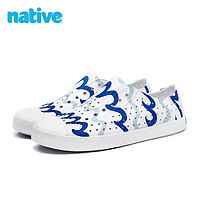 native 鞋子男女同款夏季新品波浪图案印花洞洞鞋透气舒适户外沙滩鞋 蓝色波浪|白色