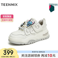 TEENMIX 天美意 女鞋史迪奇联名女板鞋CNE20AM4 白银色 35