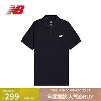 new balance POLO衫24年男款户外潮流百搭运动短袖MT41503 BK 2XL