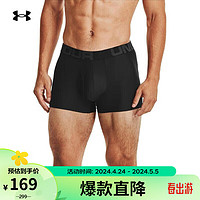 安德玛 UNDERARMOUR）春夏Tech男子3英寸休闲运动内裤—2条装1363618 黑色001 XL