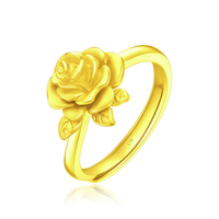 CHOW TAI FOOK 周大福 EOF1093 女士玫瑰花足金活口戒指 7.2g