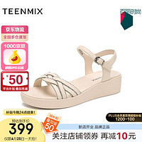 TEENMIX 天美意 凉鞋女百搭增高女鞋2024夏6Z954BL4 米色 40