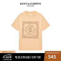 KENT&CURWEN 肯迪文KC24夏季腰果花玫瑰印花纯棉休闲短袖T恤女K4970W0051 粉橙 M