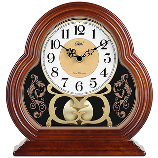 座钟古典欧式座钟复古客厅装饰台钟卧室床头石英钟 3096咖木色
