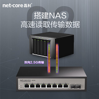 磊科（netcore）GS10 10口2.5G交换机 8个2.5G电口+2个万兆SFP光口千兆分线器 兼容1G光电模块 