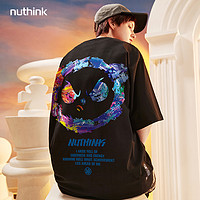 nuthink 男女款圆领短袖T恤 C1132B046 黑色 4XL