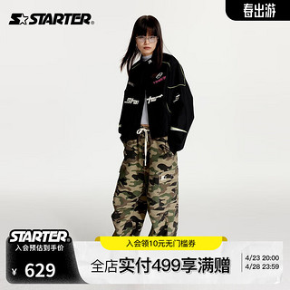 STARTER 梭织长裤男女款24年春季复古做旧多口袋迷彩工装裤 绿迷彩 L 175/92A