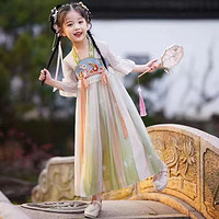 Tasidi-G 儿童古装襦裙中国风女孩超仙公主裙子短袖夏装 蝴蝶兔 100cm