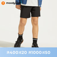moodytiger男童户外短裤24年夏季儿童百搭简约弹力宽松运动裤子 炭黑色 170cm