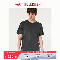 HOLLISTER24春夏美式棉质圆领宽松短袖T恤男女装358294-1 水洗黑色 M (180/100A)