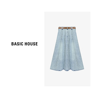 百家好（Basic House）休闲百搭牛仔半裙女夏季高腰气质感半身裙-B0624B5H992 深蓝 L110-120斤