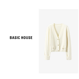 Basic House/百家好秋季百搭复古宽松时尚轻奢针织衫B0633B5V872 珍珠白 S85-110斤